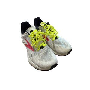 Brooks Lauch GTS  Running Shoes White Neon Yellow Lace-Up Women  6 Lightweight C